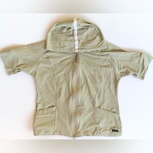 Athleta Short Sleeve Full Zip Tan Hoodie Size L